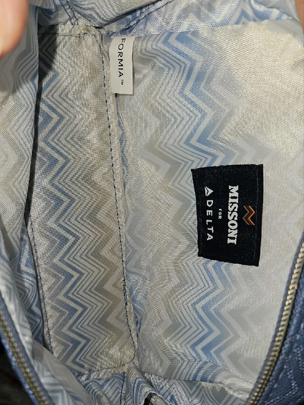 Missoni Light Blue Chevron Makeup Pouch with Matching Sleep Mask